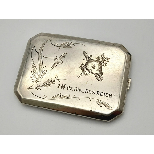waffen ss cigarette case WW2 German .800 Silver Waffen SS Cigarette Case “The Waffen SS in Charkow  and Kursk 1943”