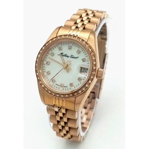 A Gold Plated Mathey Tissot Quartz Ladies Watch. Case 26mm