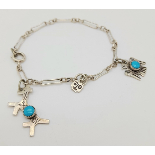 1320 - Two 925 Silver Rings and Bracelet with Turquoise Stones. 
Rings size K and M.