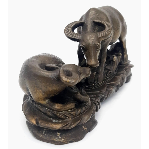 197 - A Superb Quality Chinese 19th Century Bronze Depicting Two Water Buffalo. 13cm x 7cm. 1.4k