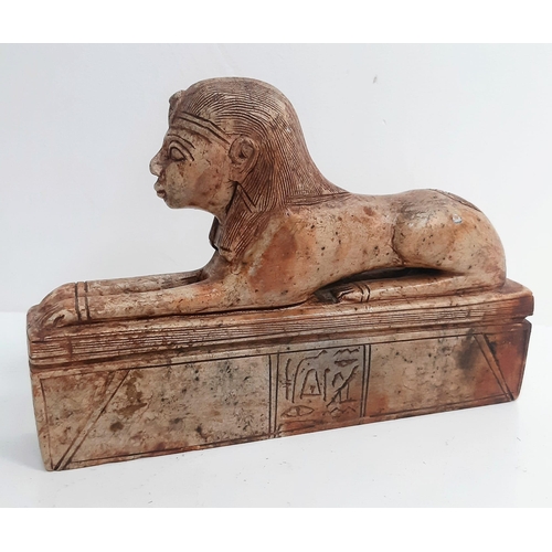 213 - A Rare 19th Century Egyptian Great Sphinx Alabaster Sculpture. 23cm x 16cm height.