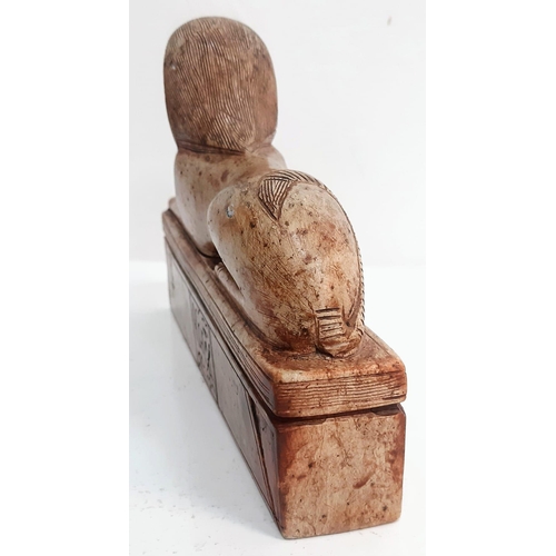 213 - A Rare 19th Century Egyptian Great Sphinx Alabaster Sculpture. 23cm x 16cm height.