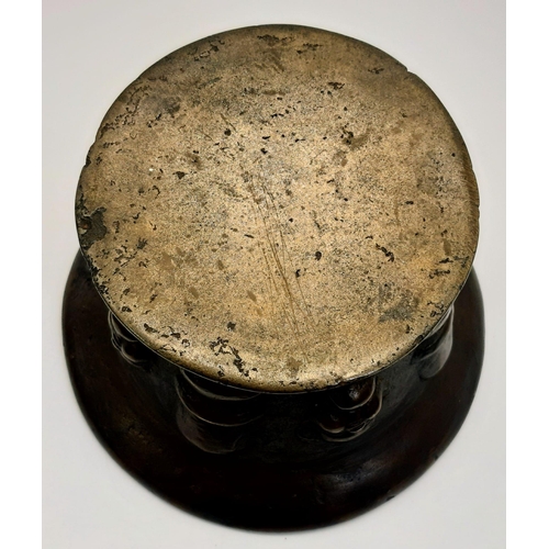 226 - A Fascinating 18th Century Chinese Mortar - Expressive Face decoration. 13cm diameter at top. 9cm ta... 