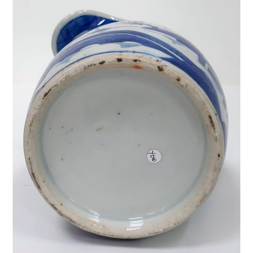 218 - An Early 19th Century Chinese Blue and White Jug with Bowl.
Bowl - 28cm diameter. Jug - 14cm tall.