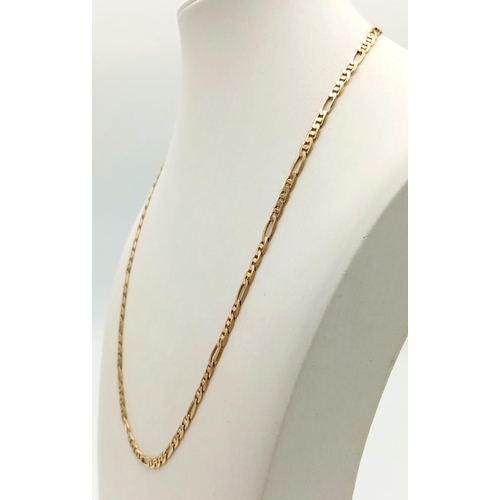 11 - A 9K Yellow Gold Figaro Link Necklace. 48cm. 9.2g