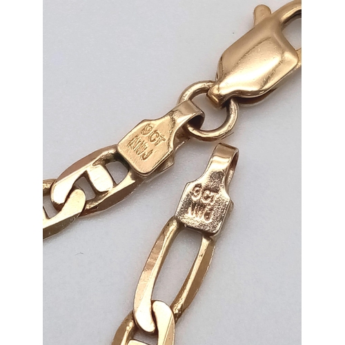 11 - A 9K Yellow Gold Figaro Link Necklace. 48cm. 9.2g