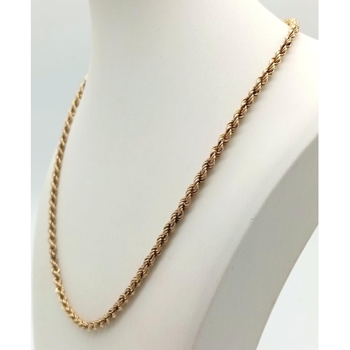 38 - A Vintage Italian 9K Yellow Gold Rope Necklace. 44cm. 5.45g