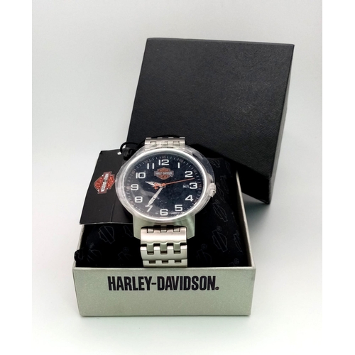 175 - A collaboration of two big names BULLOVA and HARLEY DAVIDSON produced this symbolic gents watch. Cas... 