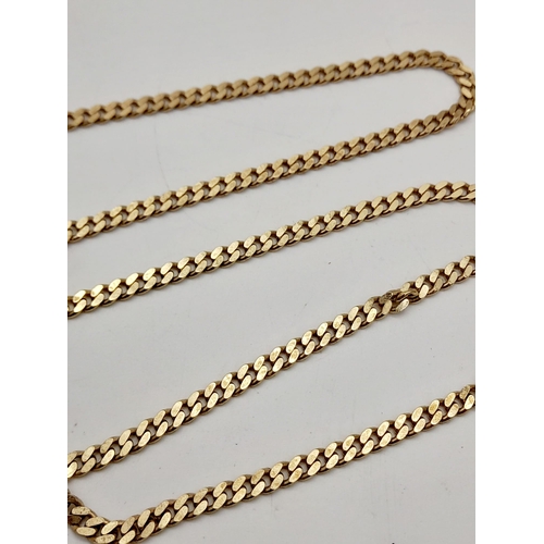 32 - A Stylish 9K Yellow Gold Flat Curb Link Chain/Necklace. 45cm necklace length. 12.71g