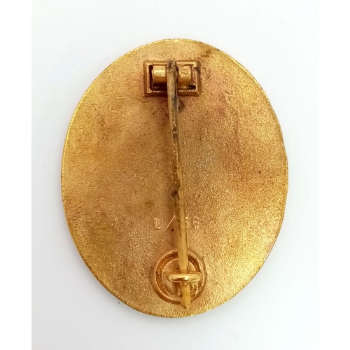 102 - 3rd Reich Gold Grade (1st Class) Wound Badge for five or more times wounded. Also could be awarded p... 