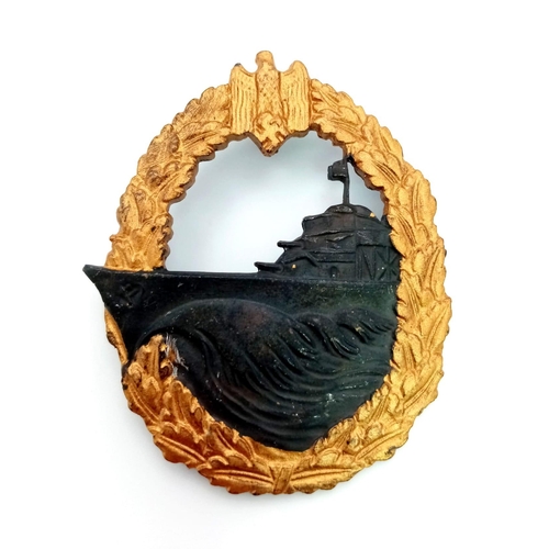 137 - WW2 German Kriegsmarine Destroyer Badge. Maker: S.H.U. Co.