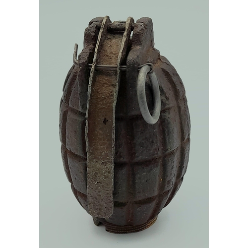 228 - INERT WW1 Semi Relic No 5 Mills Grenade Dated June 1916. Maker James Cycles Birmingham. No internals... 