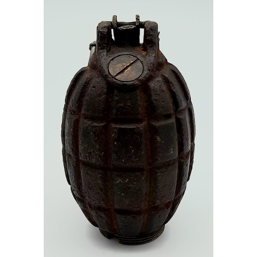 228 - INERT WW1 Semi Relic No 5 Mills Grenade Dated June 1916. Maker James Cycles Birmingham. No internals... 