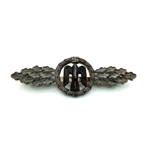 48 - 3rd Reich Luftwaffe Squadron Clasp for Bomber Pilots-Silver Grade. Late War silvered tombac, non-mag... 