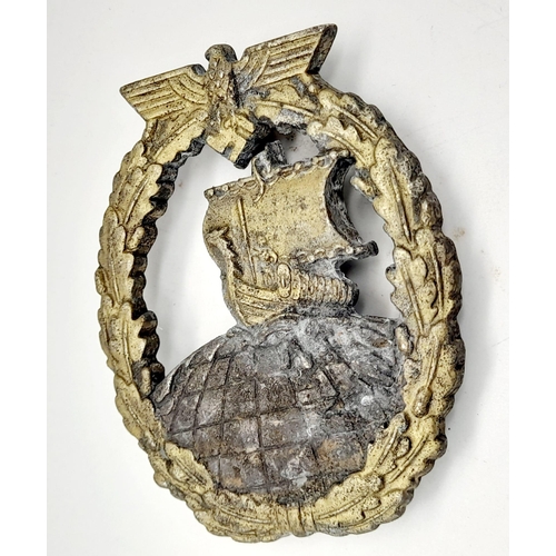 55 - WW2 German Kriegsmarine Auxiliary Cruiser Badge. Worn by Kriegsmarine Personnel who served on Mercha... 