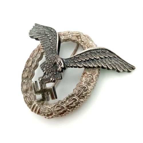 62 - 3rd Reich Luftwaffe Pilots Badge. Maker: B & NL. (Berg & Nolte)