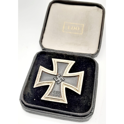 97 - Cased 3rd Reich Iron Cross First Class. 3 Part Construction with Iron Core.