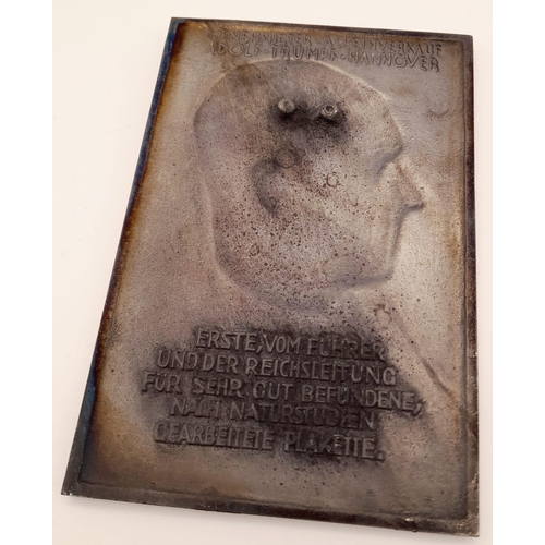 123 - 3rd Reich Bronze Plated “Fuhrer Plaque” in original case. These were given to Political and State of... 