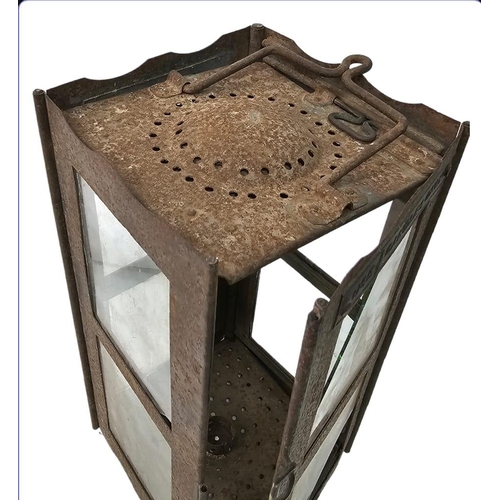 130 - WW1 British “1/2 Candle” Folding Bunker Lantern and Carry Tin. Nice un-messed with classic in as fou... 