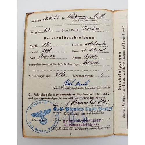 195 - 3rd Rich Waffen SS Soldbuch. Lots of entries.