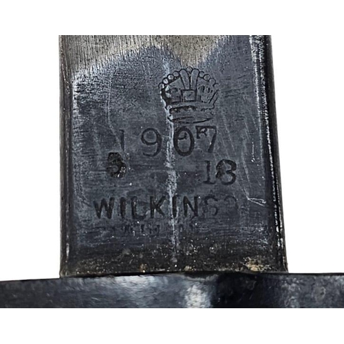 221 - WW1 British 1907 Pattern Bayonet. Dated March 1918. Maker Wilkingson. A little tight in the scabbard... 