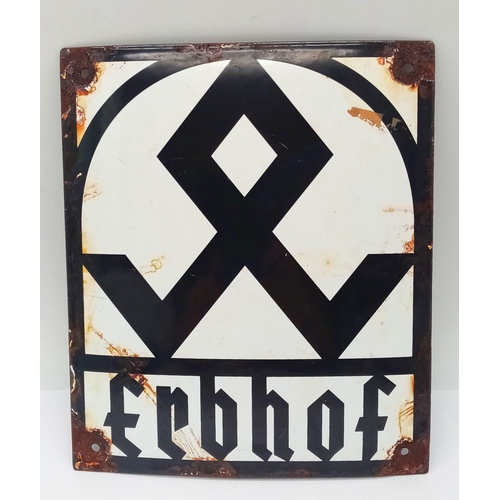 412 - 3rd Reich Erbhof (Hereditary Farm) Enamel Sign Depicting the Odal Rune. These were mounted to farm g... 