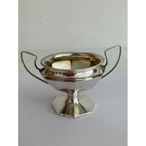 98 - Antique SILVER SUGAR BOWL with octagonal base and trophy handles. Clear hallmark for Cornelius Saund... 