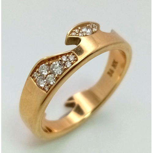 47 - GEORG JENSEN 18K YELLOW GOLD DIAMOND SET FUSION RING, WEIGHT 5.9G SIZE 54/O