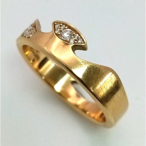 47 - GEORG JENSEN 18K YELLOW GOLD DIAMOND SET FUSION RING, WEIGHT 5.9G SIZE 54/O