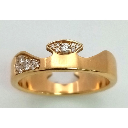 47 - GEORG JENSEN 18K YELLOW GOLD DIAMOND SET FUSION RING, WEIGHT 5.9G SIZE 54/O