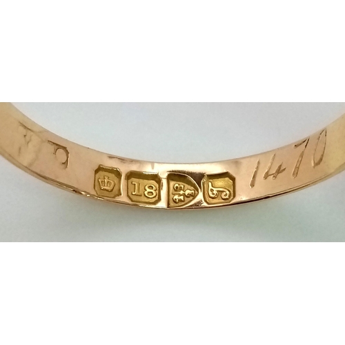 187 - AN ANTIQUE 18K YELLOW GOLD OLD CUT DIAMOND RING, WITH 5 STONE OF APPROX 0.20CT DIAMONDS, WEIGHT 3.6G... 