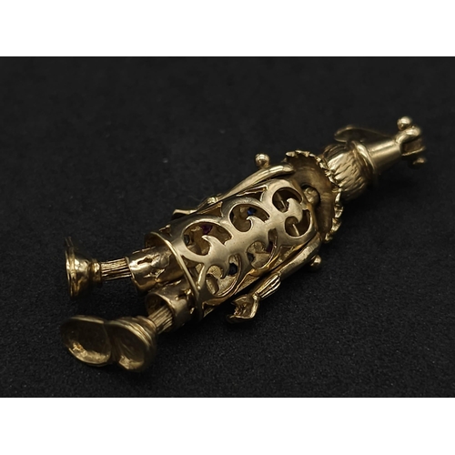 194 - A LARGE 9K YELLOW GOLD GEM SET CLOWN PENDANT, WEIGHT 9.7G AND 5CM LONG APPROX