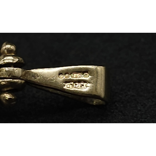 194 - A LARGE 9K YELLOW GOLD GEM SET CLOWN PENDANT, WEIGHT 9.7G AND 5CM LONG APPROX