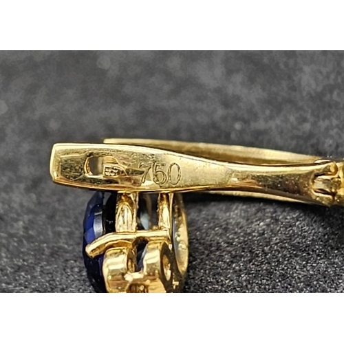 208 - PAIR OF 18K YELLOW GOLD STONE SET DROP EARRINGS, WEIGHT  3.5G, 22MM DROP APPROX