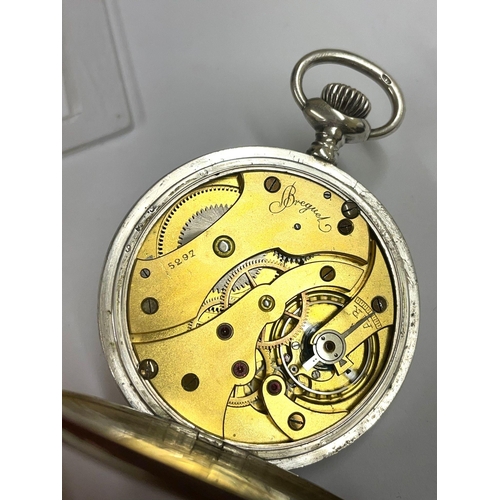 8 - A Rare Breguet silver gents Pocket watch Working , 50mm case 