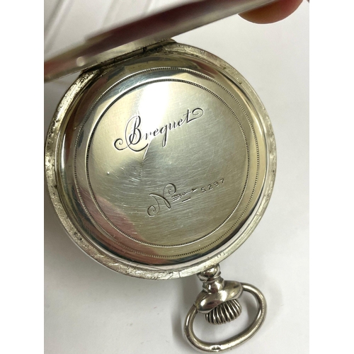 8 - A Rare Breguet silver gents Pocket watch Working , 50mm case 