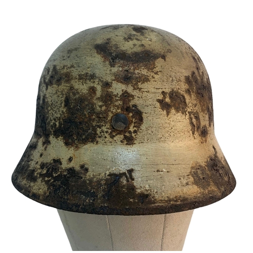 167 - WW2 German M35 Helmet in Winter Camouflage.