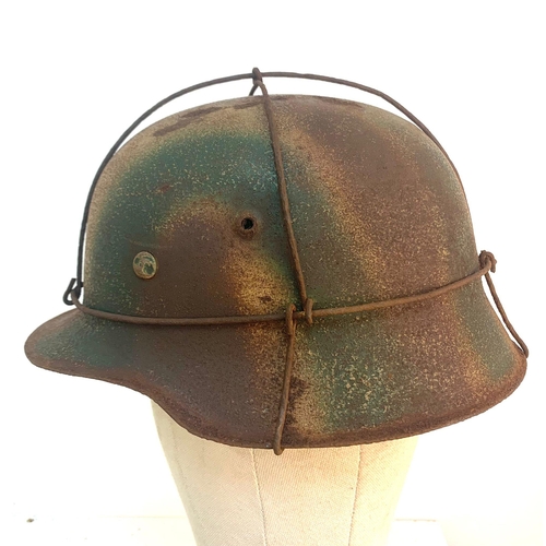 20 - WW2 German M42 Helmet and liner in Normandy Camouflage.