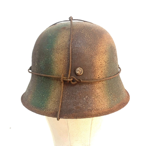 20 - WW2 German M42 Helmet and liner in Normandy Camouflage.