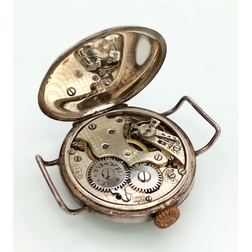 51 - An Ultra Rare 1912 Silver Rolex Ladies Watch. Brown Double leather strap. 925 silver case -29mm with... 