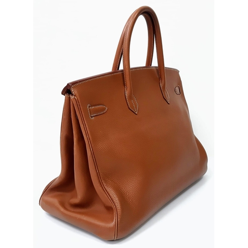 17 - A Hermes Birkin Brown Leather Tote Bag. Handcrafted from the highest quality leather by skilled craf... 