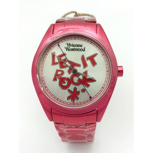 170 - A Vivienne Westwood 'Let it Rock' Pink Ceramic watch. Case -35mm. Quartz movement, as new, in workin... 