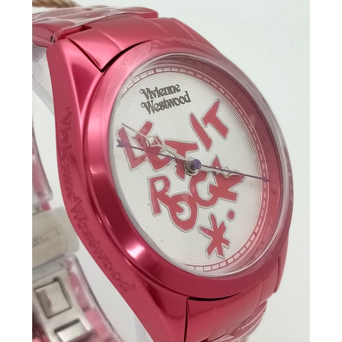 170 - A Vivienne Westwood 'Let it Rock' Pink Ceramic watch. Case -35mm. Quartz movement, as new, in workin... 