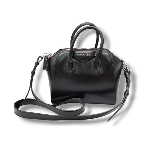 171 - A Luxury Givenchy Mini Antigona Black Leather Hand/Shoulder Bag. Rich black leather with silver tone... 