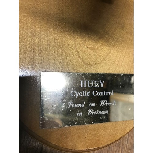 216 - A HUEY Cyclic Control on Stand  - Found in a Wreck During the Vietnam War. Ref: ML18
