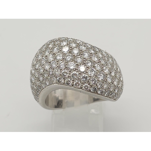 134 - Cartier 18k gold 5.6ct Diamond pave ring, round brilliant cut of top quality and colour diamonds, we... 