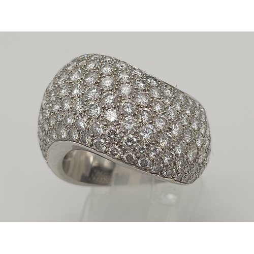 134 - Cartier 18k gold 5.6ct Diamond pave ring, round brilliant cut of top quality and colour diamonds, we... 