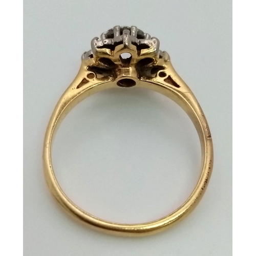 211 - Vintage 18k yellow gold Diamond floral design ring, approx 0.30ct diamonds illusion setting, weight ... 