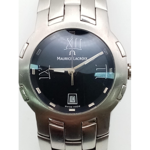 940 - A VERY ATTRACTIVE MAURICE LACROIX LADIES STAINLESS STEEL WATCH .  28mm