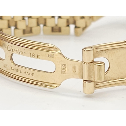 59 - A Cartier 18K Gold and Diamond Panthere Ladies Watch. 18k yellow gold and diamond bracelet. 18k gold... 